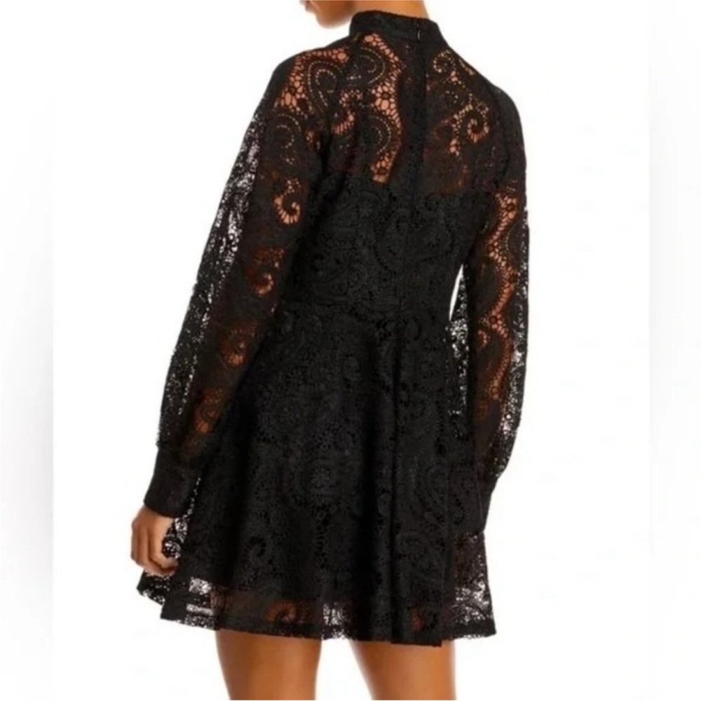 AQUA Short Lace Long Sleeve Dress Black NWT